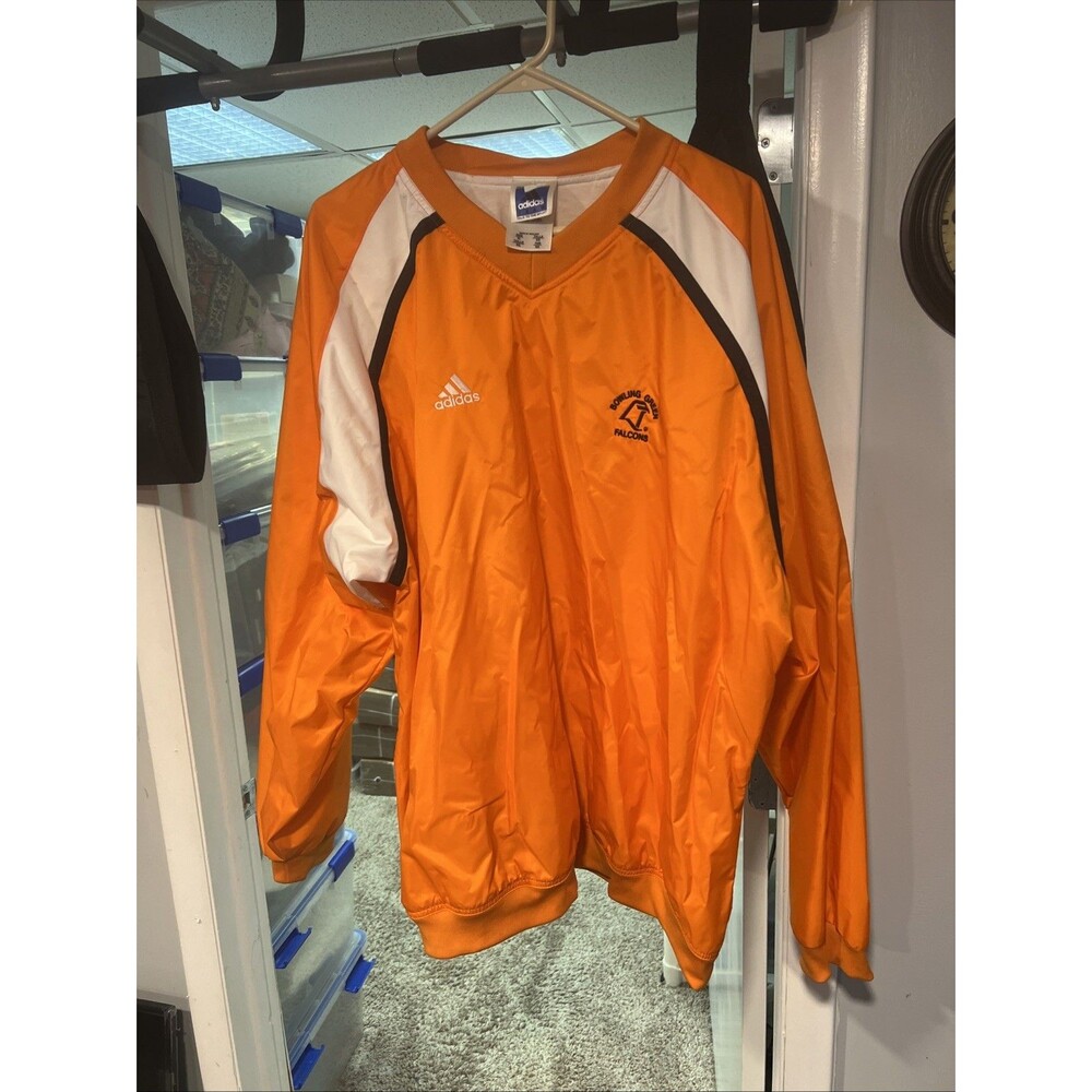 Bowling Green State Falcons Jacket Mens XL Orange Windbreaker Adidas Lined